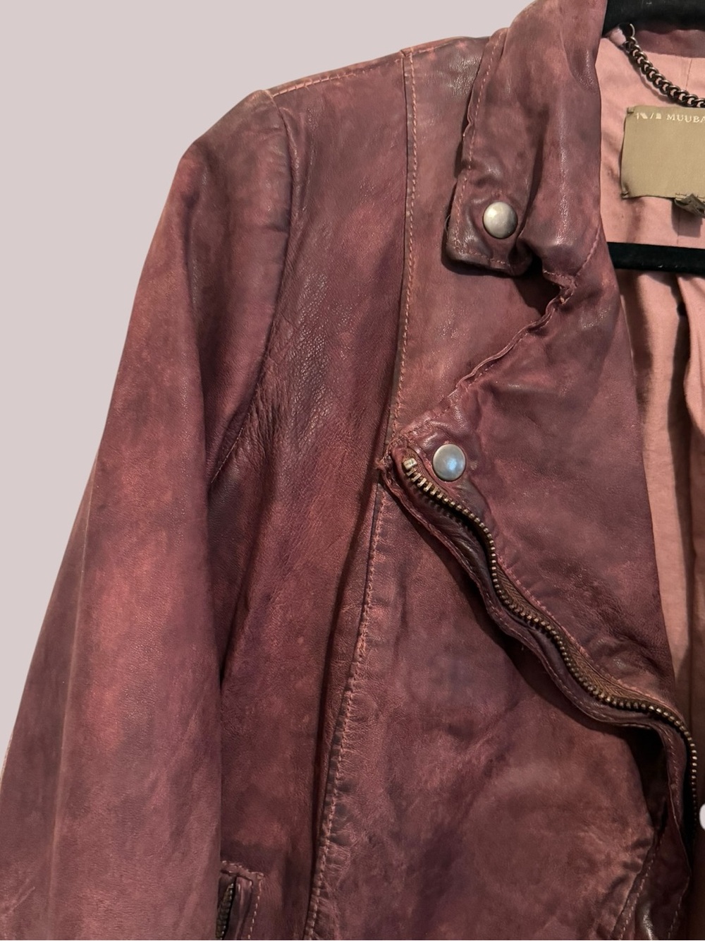 Gorgeous MUUBAA lamb leather Distressed moto jacket in the rare Chestnut - Picture 5 of 16